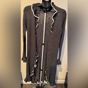 Elle Black and White Open-Front Cardigan